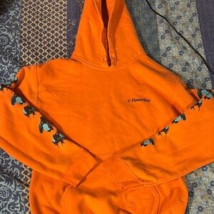 Orange FlowerBoy Hoodie with Graphic Sleeves